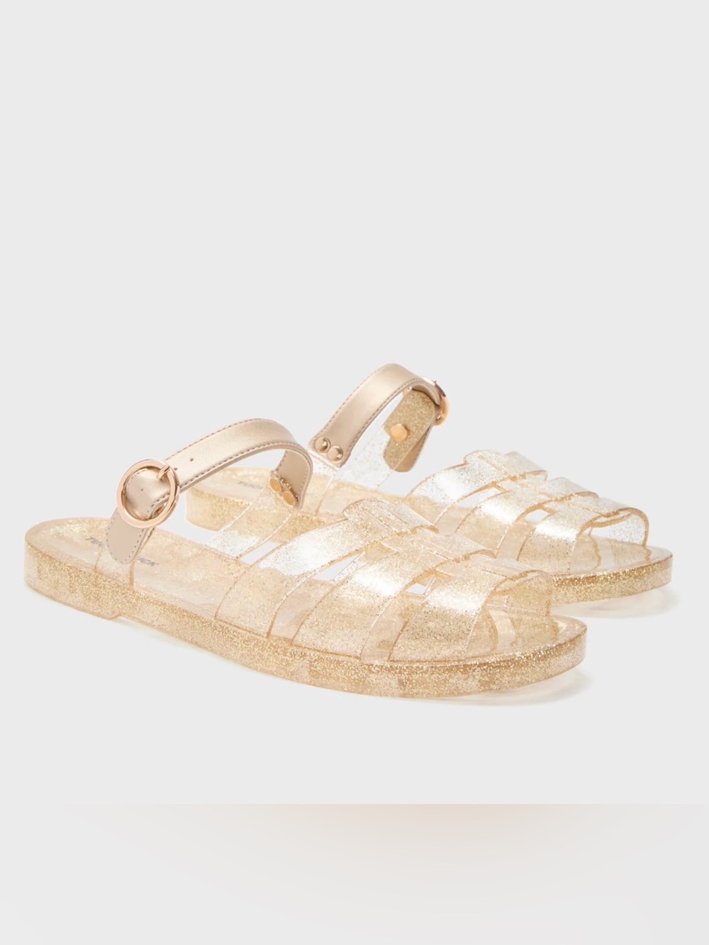 Tuckernuck Champagne Glitter Riley Jelly Sandals (size 8/9)